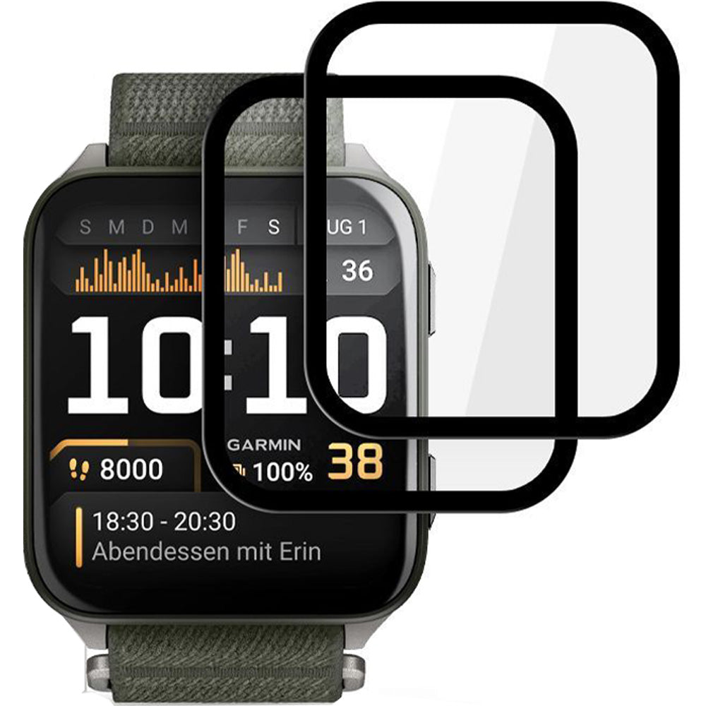 Hybridglas für Garmin Venu X1, 2 Stück, Tech-Protect Glass Flex Plus, Transparent mit Schwarzem Rand