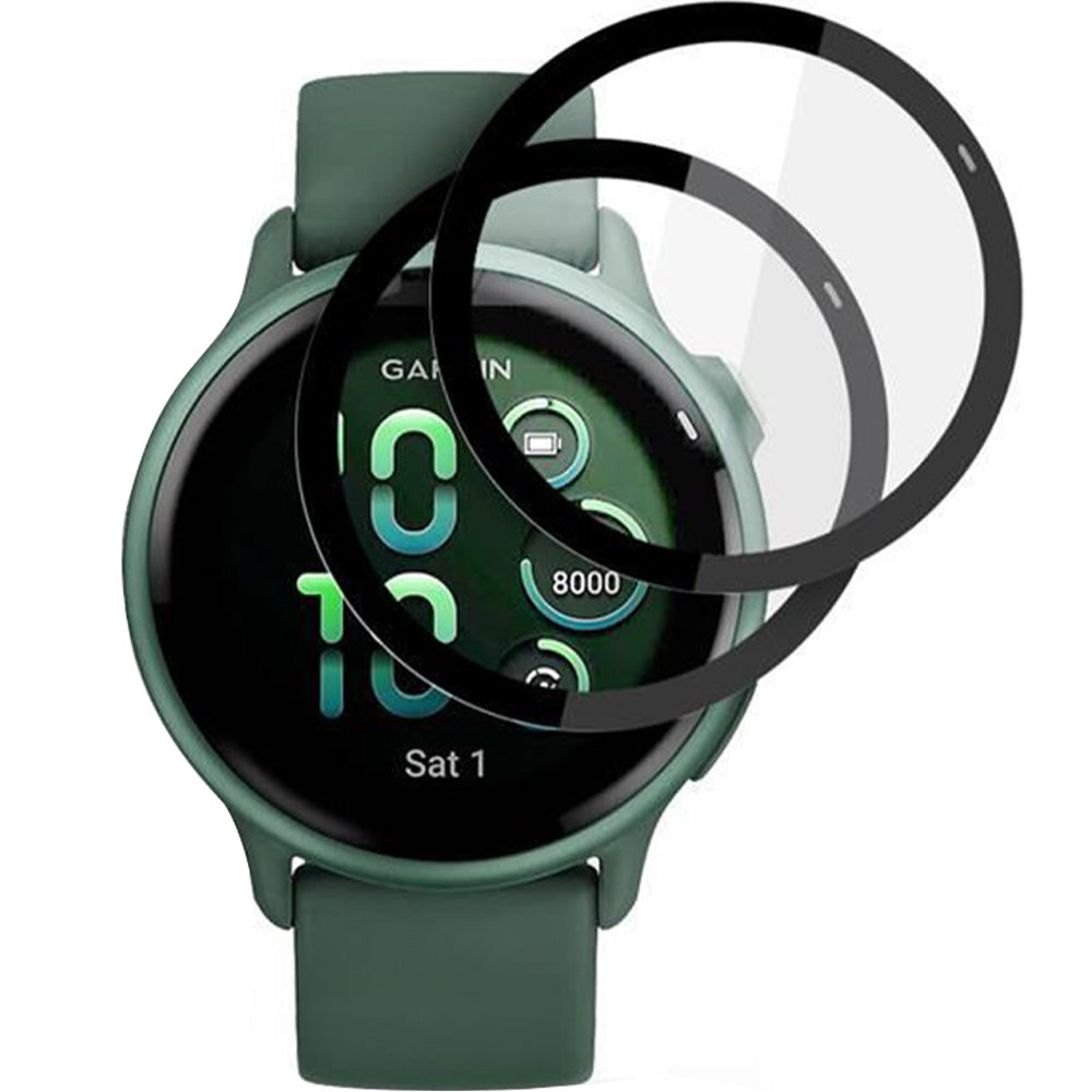 Hybridglas für Garmin Vivoactive 6, 2 Stück, Tech-Protect Glass Flex Plus, Transparent mit Schwarzem Rand