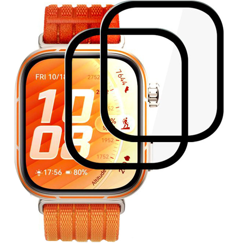 Hybridglas für Huawei Watch Fit 5 Pro, 2 Stück, Tech-Protect Glass Flex Plus, Transparent mit Schwarzem Rahmen