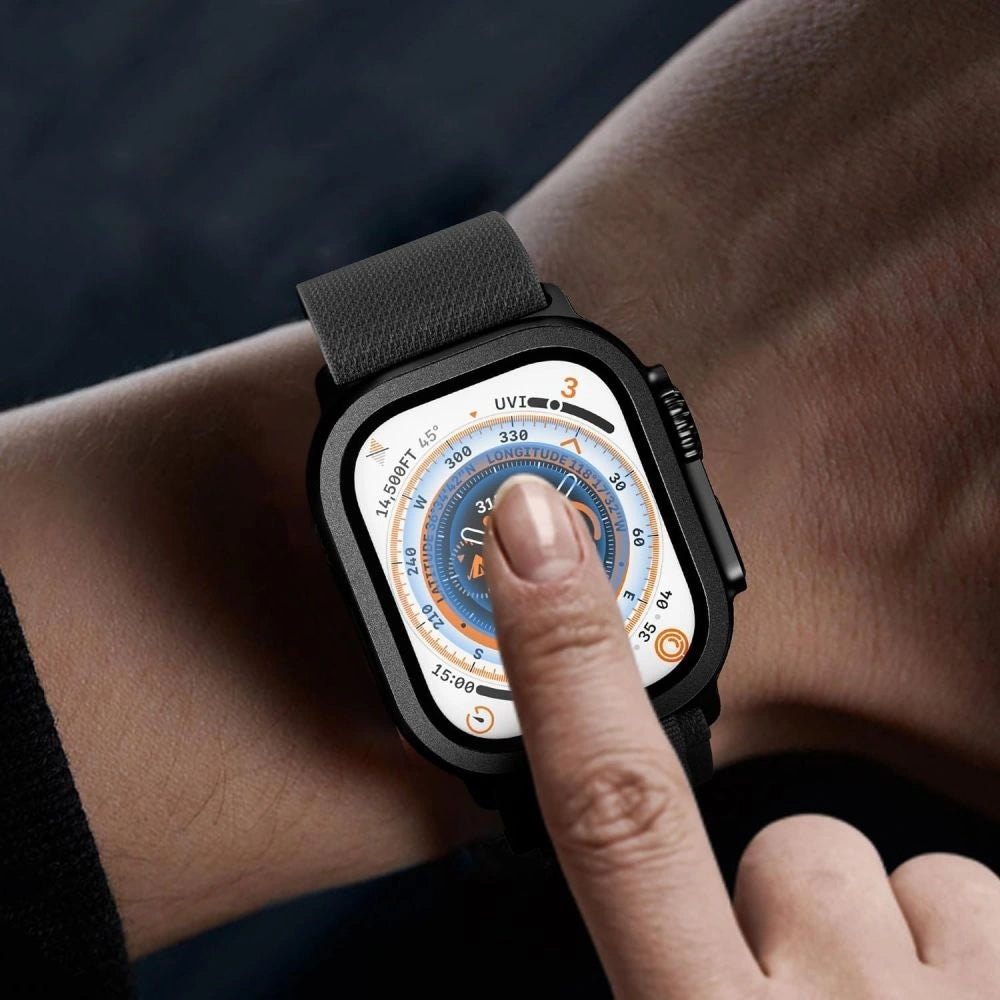 Gehärtetes Glas für Apple Watch Ultra 3/2/1 49mm, 2 Stück, Tech-Protect Glass Ring, Schwarz