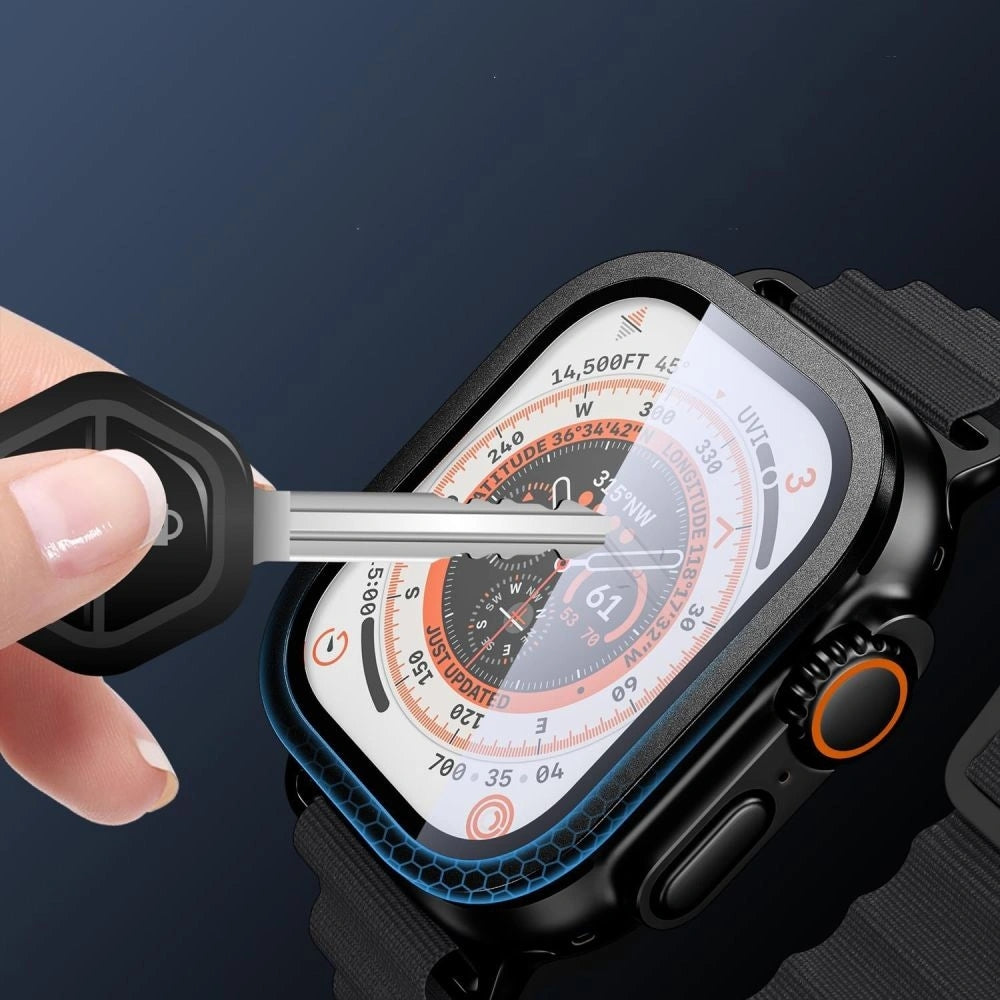 Gehärtetes Glas für Apple Watch Ultra 3/2/1 49mm, 2 Stück, Tech-Protect Glass Ring, Schwarz