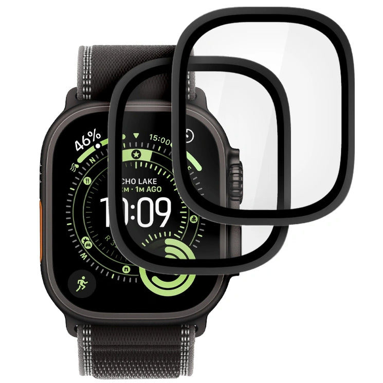 Gehärtetes Glas für Apple Watch Ultra 3/2/1 49mm, 2 Stück, Tech-Protect Glass Ring, Schwarz