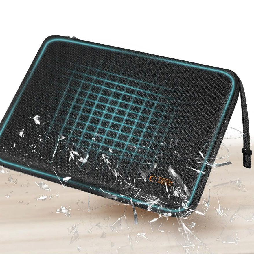 Schutzhülle für 13-14“ Laptop, Tech-Protect Hardpouch, Schwarz mit Orangen Elementen