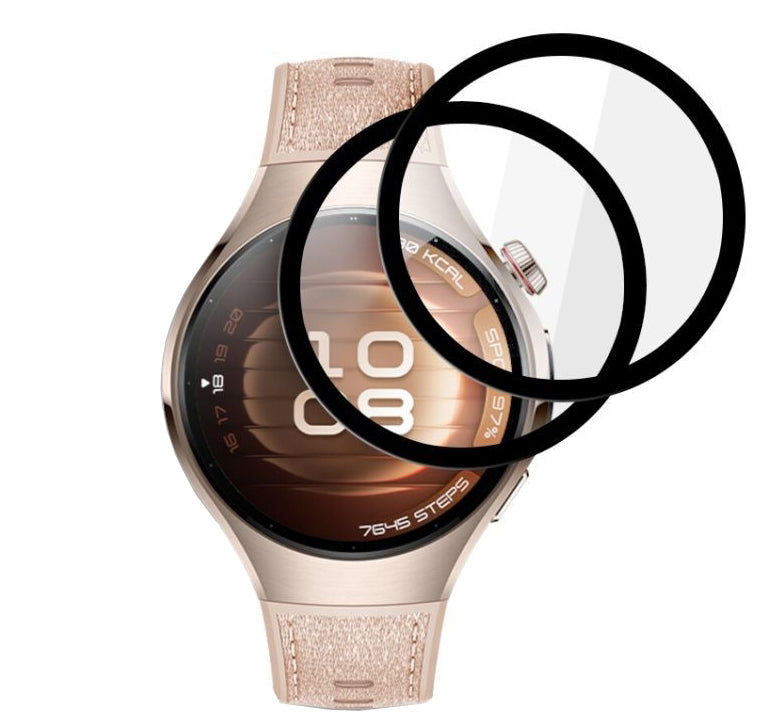 Hybridglas für Huawei Watch 5 42mm, 2 Stück, Tech-Protect Glass Flex Plus, Transparent mit Schwarzem Rand