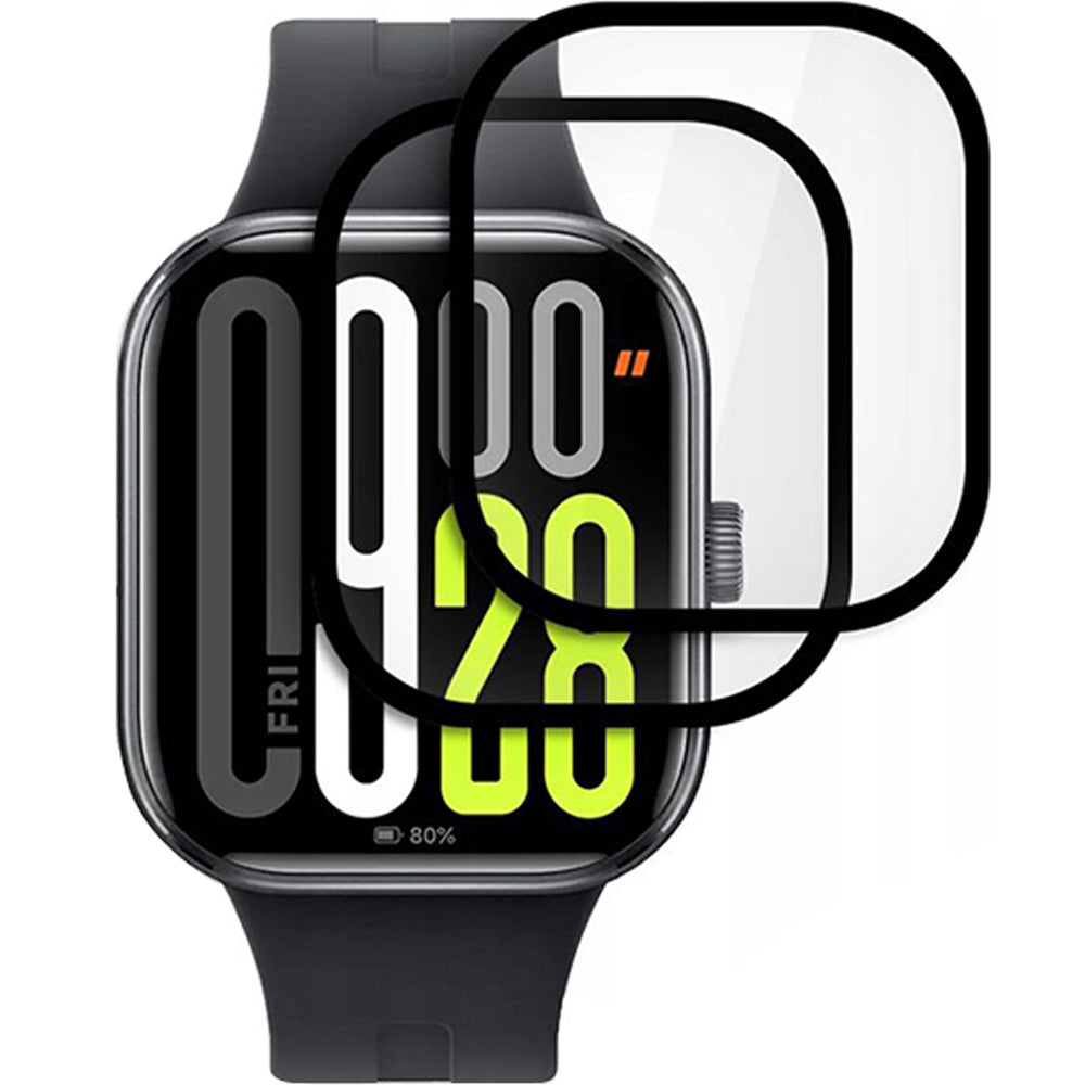 Hybridglas für Xiaomi Redmi Watch 5, 2 Stück, Tech-Protect Hybrid Fit Plus, Transparent mit Schwarzem Rand
