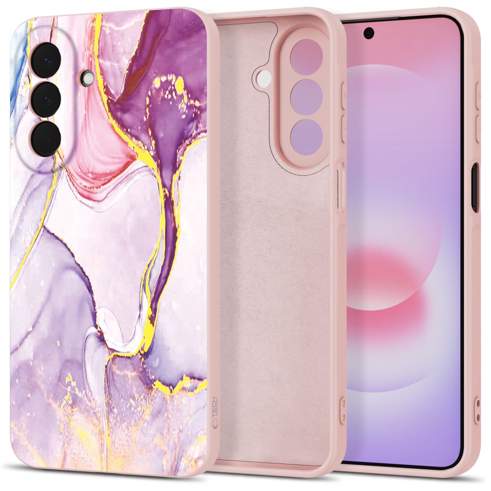 Handyhülle für Galaxy A27 5G, Tech-Protect Icon, Rosa mit Marmormuster