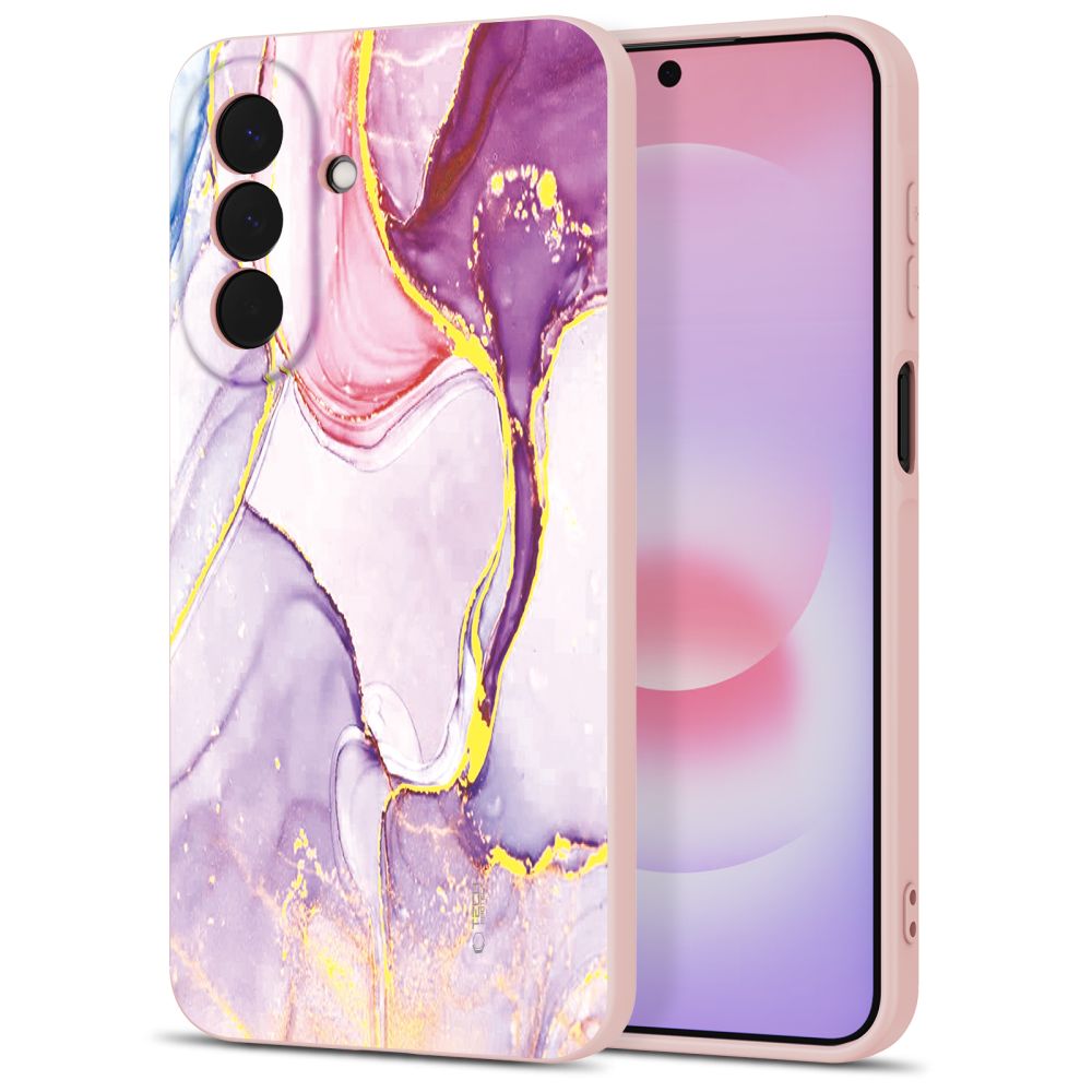 Handyhülle für Galaxy A27 5G, Tech-Protect Icon, Rosa mit Marmormuster