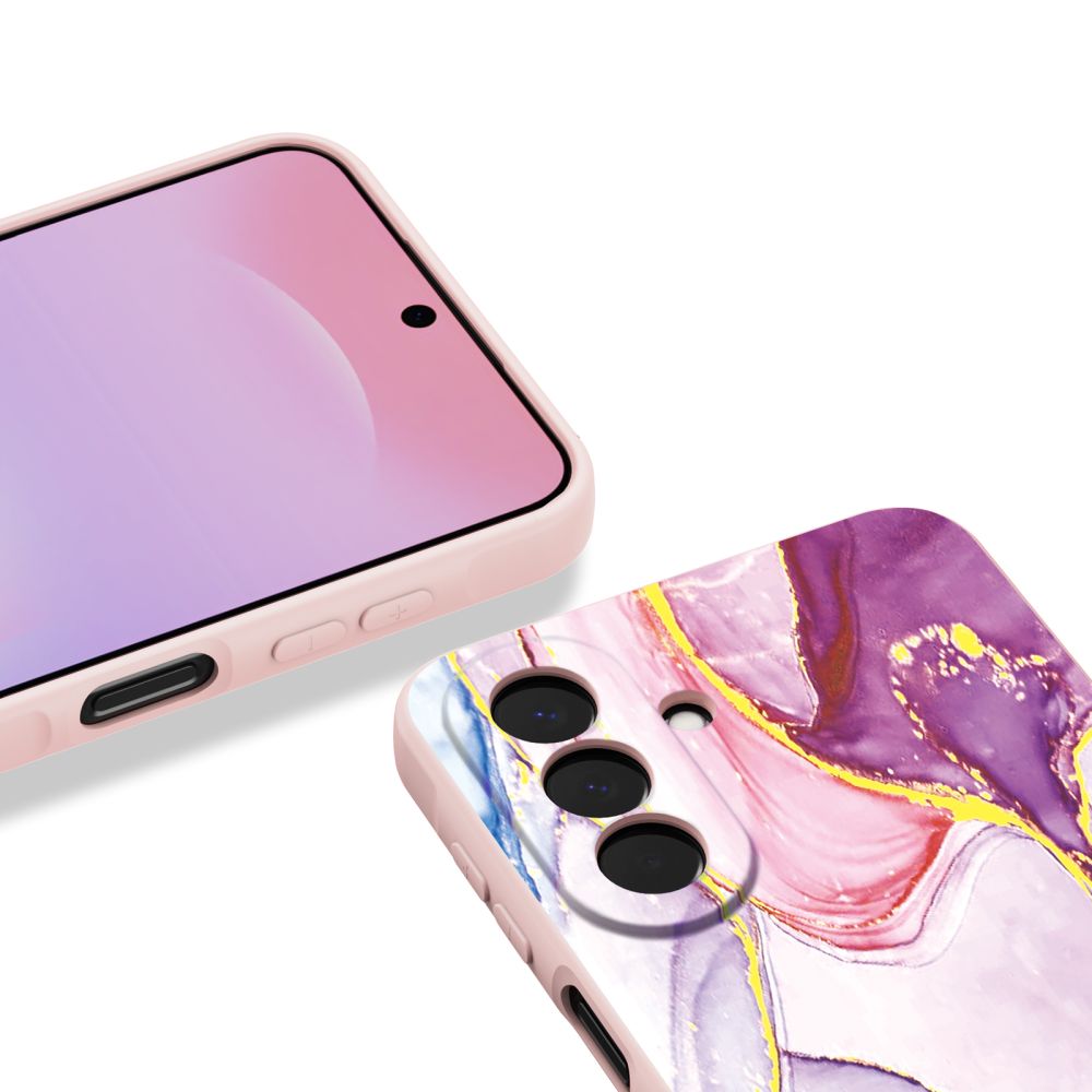 Handyhülle für Galaxy A27 5G, Tech-Protect Icon, Rosa mit Marmormuster