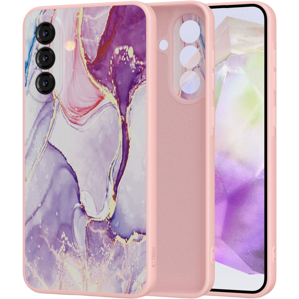 Handyhülle für Galaxy A37 5G, Tech-Protect Icon, Rosa mit Marmormuster