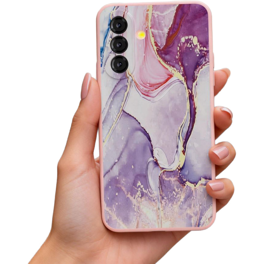Handyhülle für Galaxy A37 5G, Tech-Protect Icon, Rosa mit Marmormuster