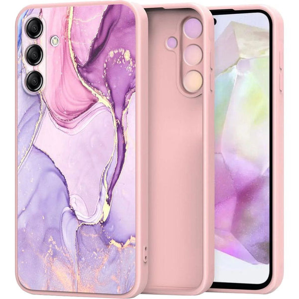 Handyhülle für Galaxy S25 FE, Tech-Protect Icon, Rosa mit Marmormuster