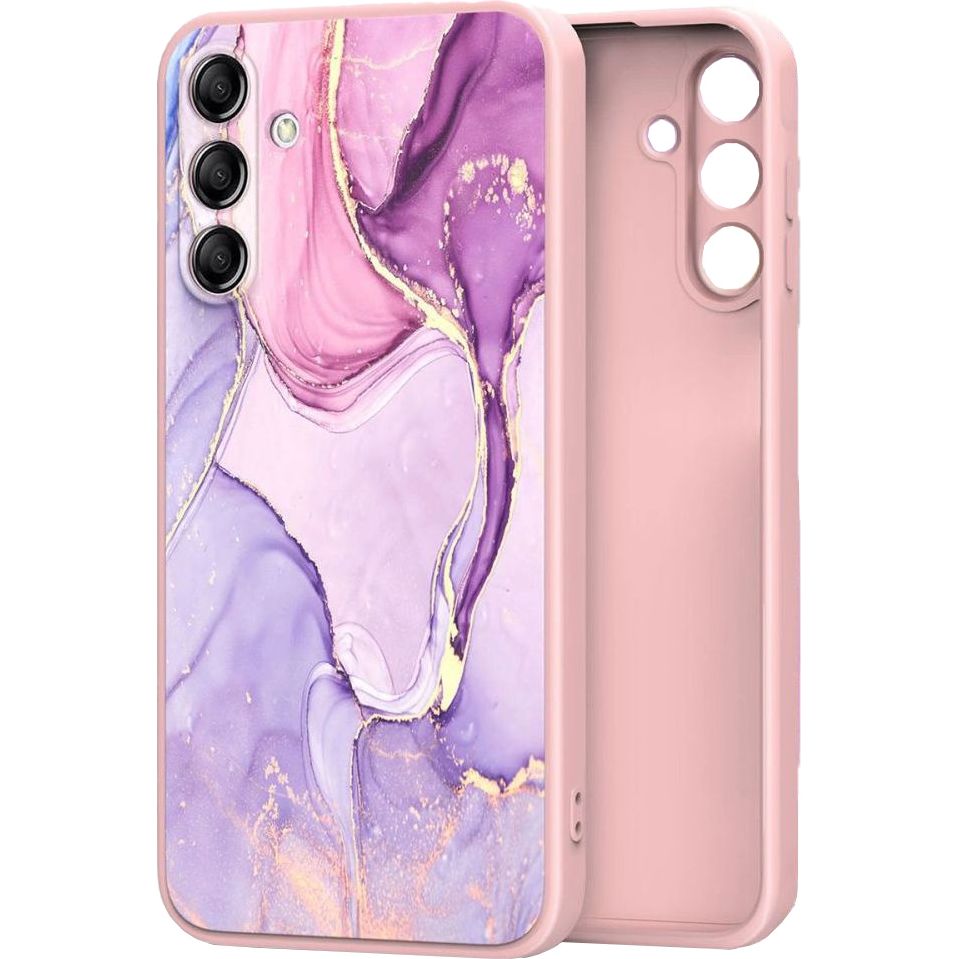 Handyhülle für Galaxy S25 FE, Tech-Protect Icon, Rosa mit Marmormuster