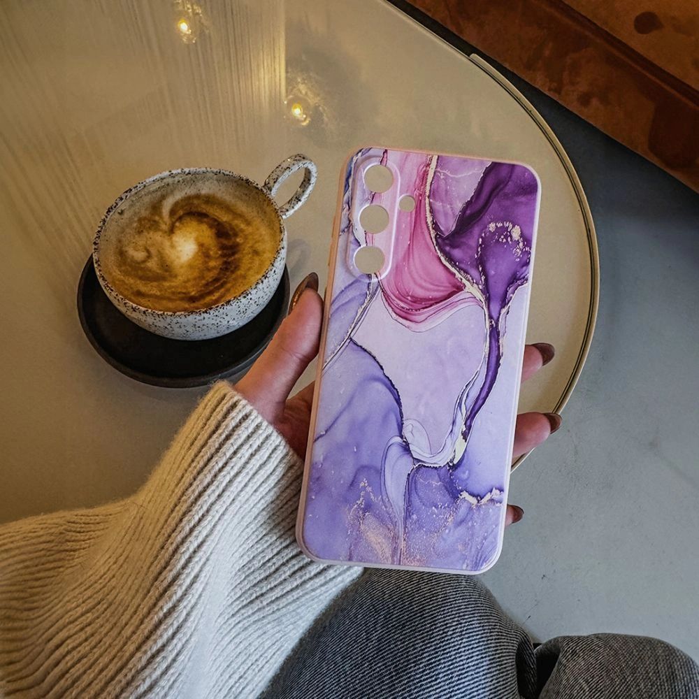 Handyhülle für Galaxy S25 FE, Tech-Protect Icon, Rosa mit Marmormuster
