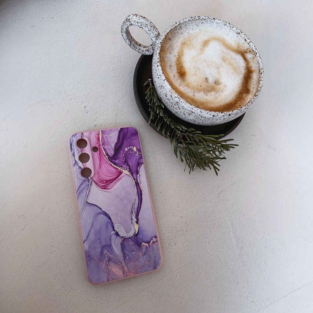 Handyhülle für Galaxy S25 FE, Tech-Protect Icon, Rosa mit Marmormuster