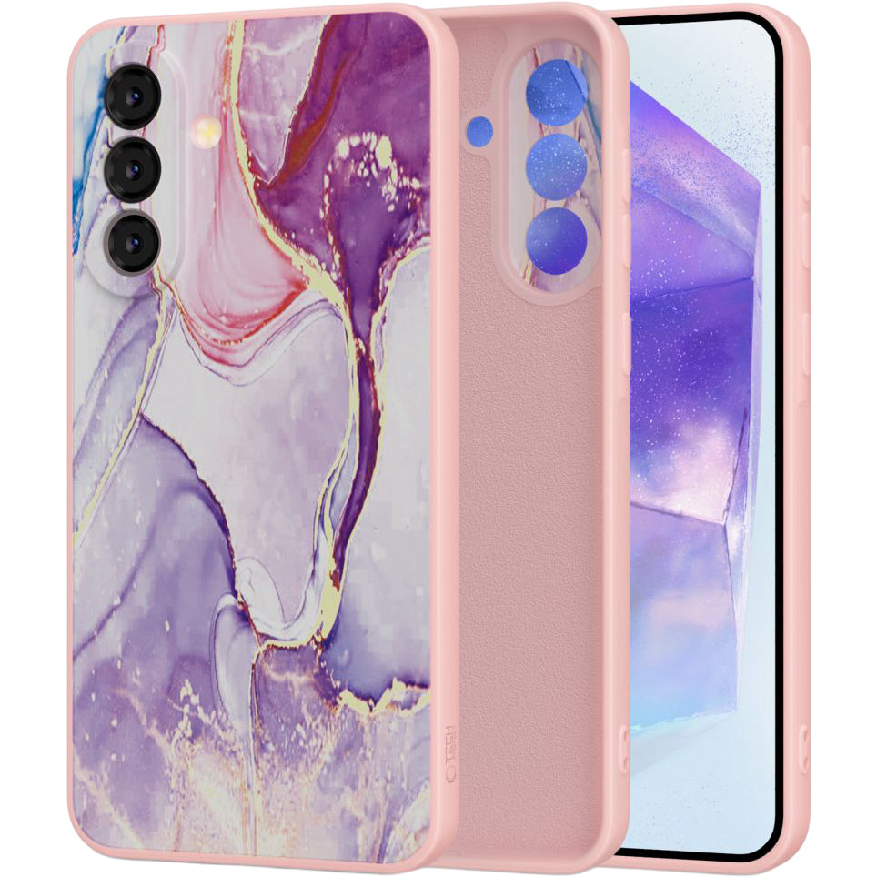 Handyhülle für Galaxy A57 5G, Tech-Protect Icon, Rosa mit Marmormuster