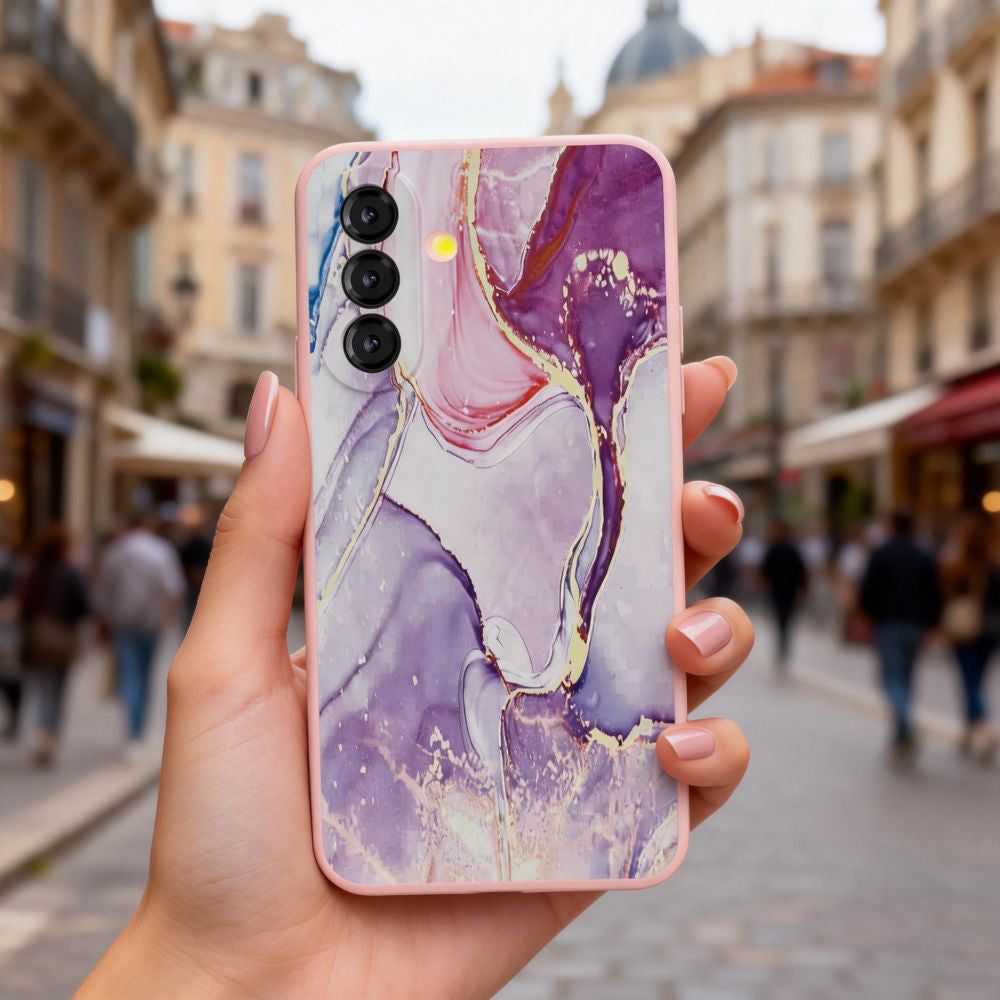 Handyhülle für Galaxy A57 5G, Tech-Protect Icon, Rosa mit Marmormuster