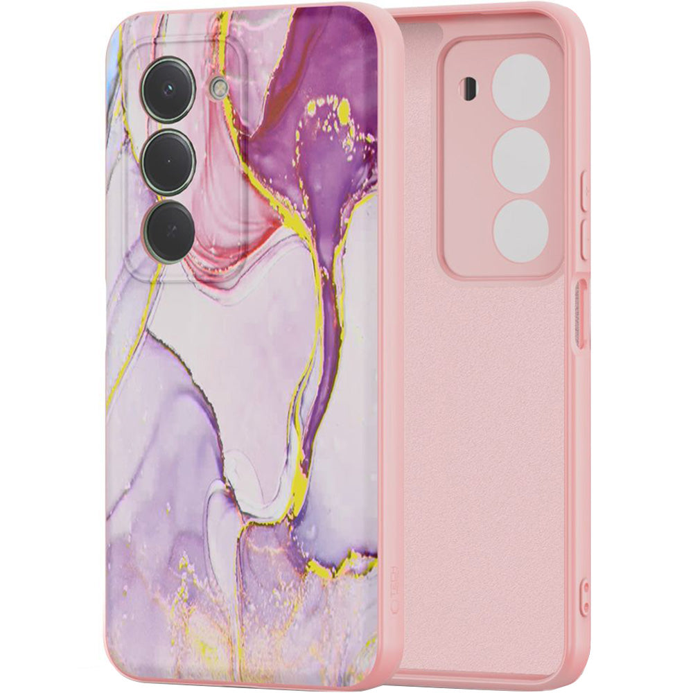 Handyhülle für Xiaomi Redmi 15 4G / 5G, Tech-Protect Icon, Rosa mit Marmormuster