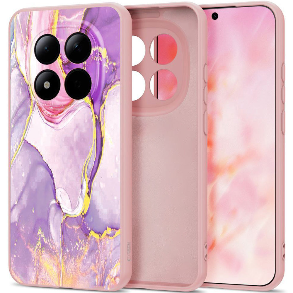 Handyhülle für Xiaomi Redmi Note 15 Pro 5G, Tech-Protect Icon, Rosa mit Marmormuster