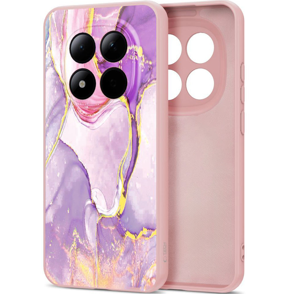 Handyhülle für Xiaomi Redmi Note 15 Pro 5G, Tech-Protect Icon, Rosa mit Marmormuster
