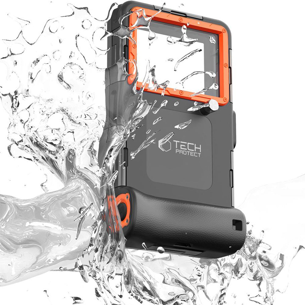 Wasserdichte Handyhülle für Smartphone von 4,7" max. 6.7", Tech-Protect Universal Diving Waterproof Case, Schwarz