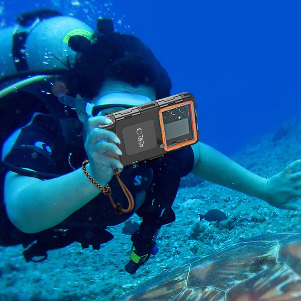 Wasserdichte Handyhülle für Smartphone von 4,7" max. 6.7", Tech-Protect Universal Diving Waterproof Case, Schwarz