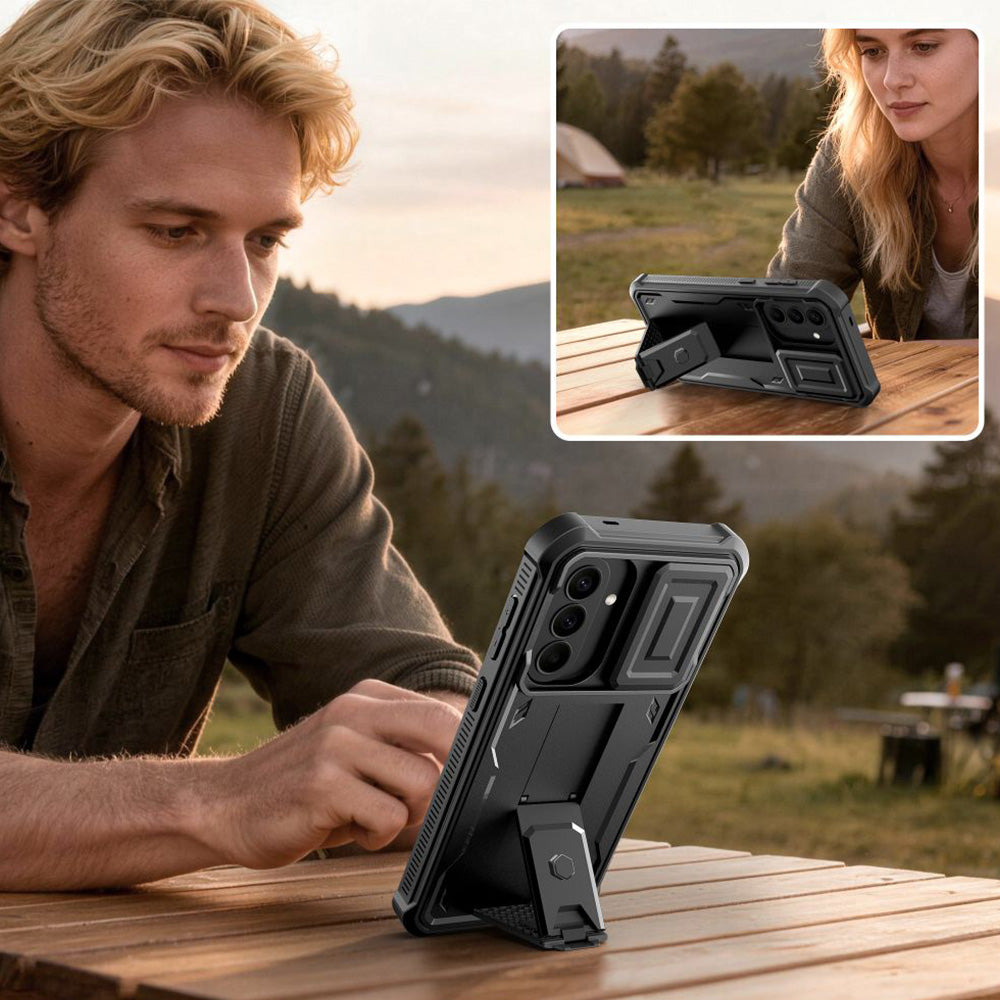 Handyhülle für Galaxy A57 5G, Tech-Protect Kevlar Cam Plus 2-Set, Schwarz