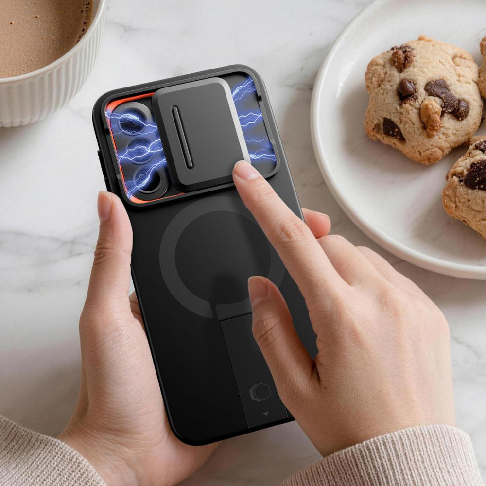 Handyhülle mit Kameraabdeckung für Galaxy A57 5G, Tech-Protect Kevlar Aura mit MagSafe, Schwarz