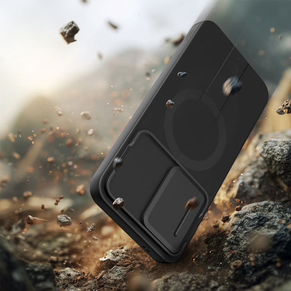 Handyhülle mit Kameraabdeckung für Galaxy A57 5G, Tech-Protect Kevlar Aura mit MagSafe, Schwarz