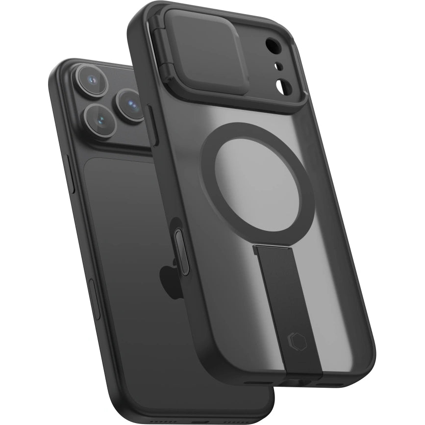 Handyhülle mit Kameraabdeckung für iPhone 18 Pro / 17 Pro, Tech-Protect Kevlar Aura mit MagSafe, Schwarz