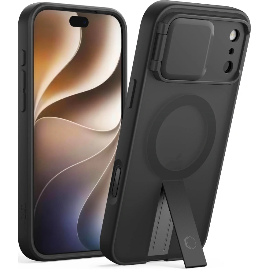Handyhülle mit Kameraabdeckung für iPhone 18 Pro / 17 Pro, Tech-Protect Kevlar Aura mit MagSafe, Schwarz