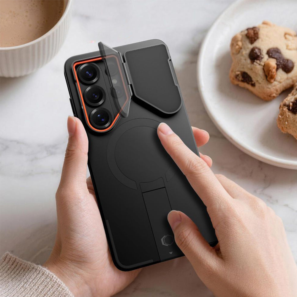 Handyhülle mit Kameraabdeckung für Galaxy S26 Ultra, Tech-Protect Kevlar Aura mit MagSafe, Schwarz