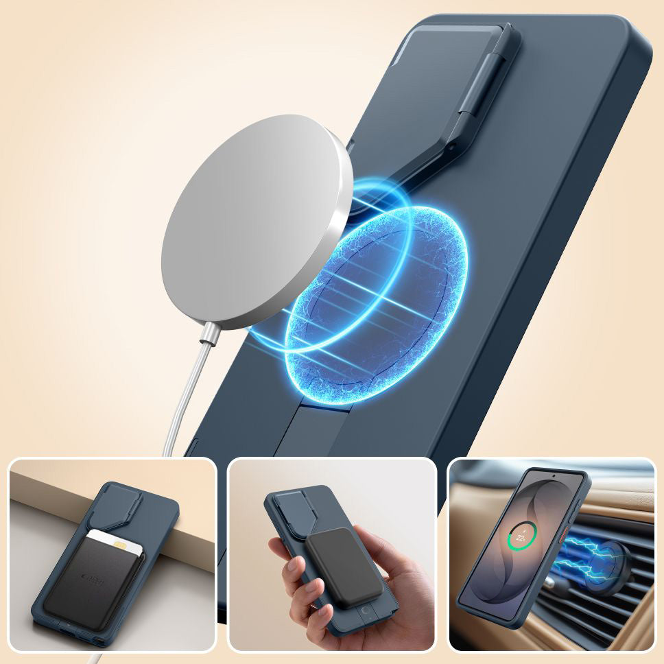 Handyhülle mit Kameraabdeckung für Galaxy S26 Ultra, Tech-Protect Kevlar Aura mit MagSafe, Blau