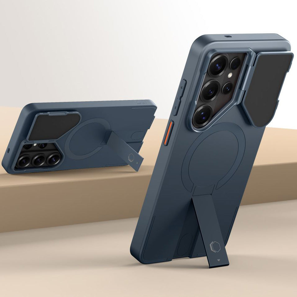 Handyhülle mit Kameraabdeckung für Galaxy S26 Ultra, Tech-Protect Kevlar Aura mit MagSafe, Blau