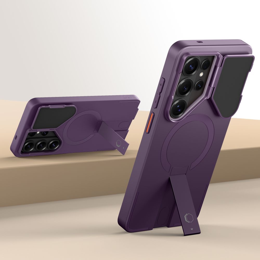 Handyhülle mit Kameraabdeckung für Galaxy S26 Ultra, Tech-Protect Kevlar Aura mit MagSafe, Violett