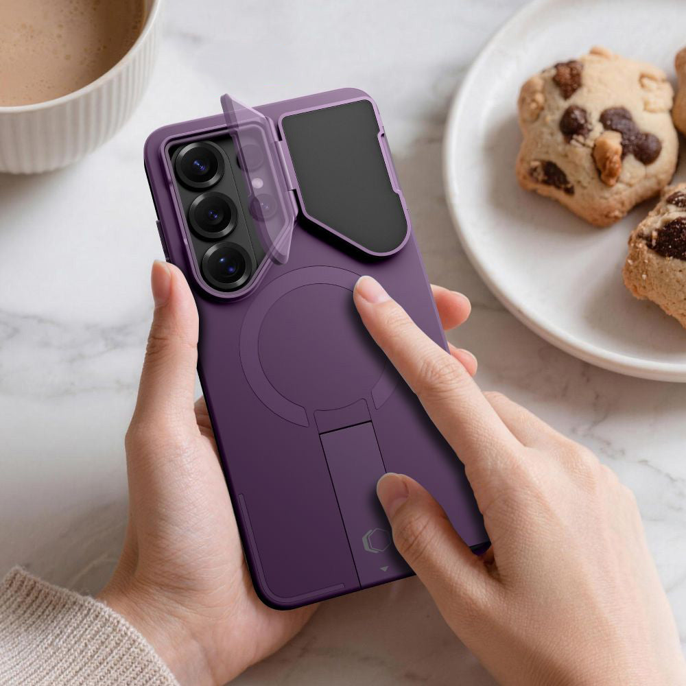 Handyhülle mit Kameraabdeckung für Galaxy S26 Ultra, Tech-Protect Kevlar Aura mit MagSafe, Violett