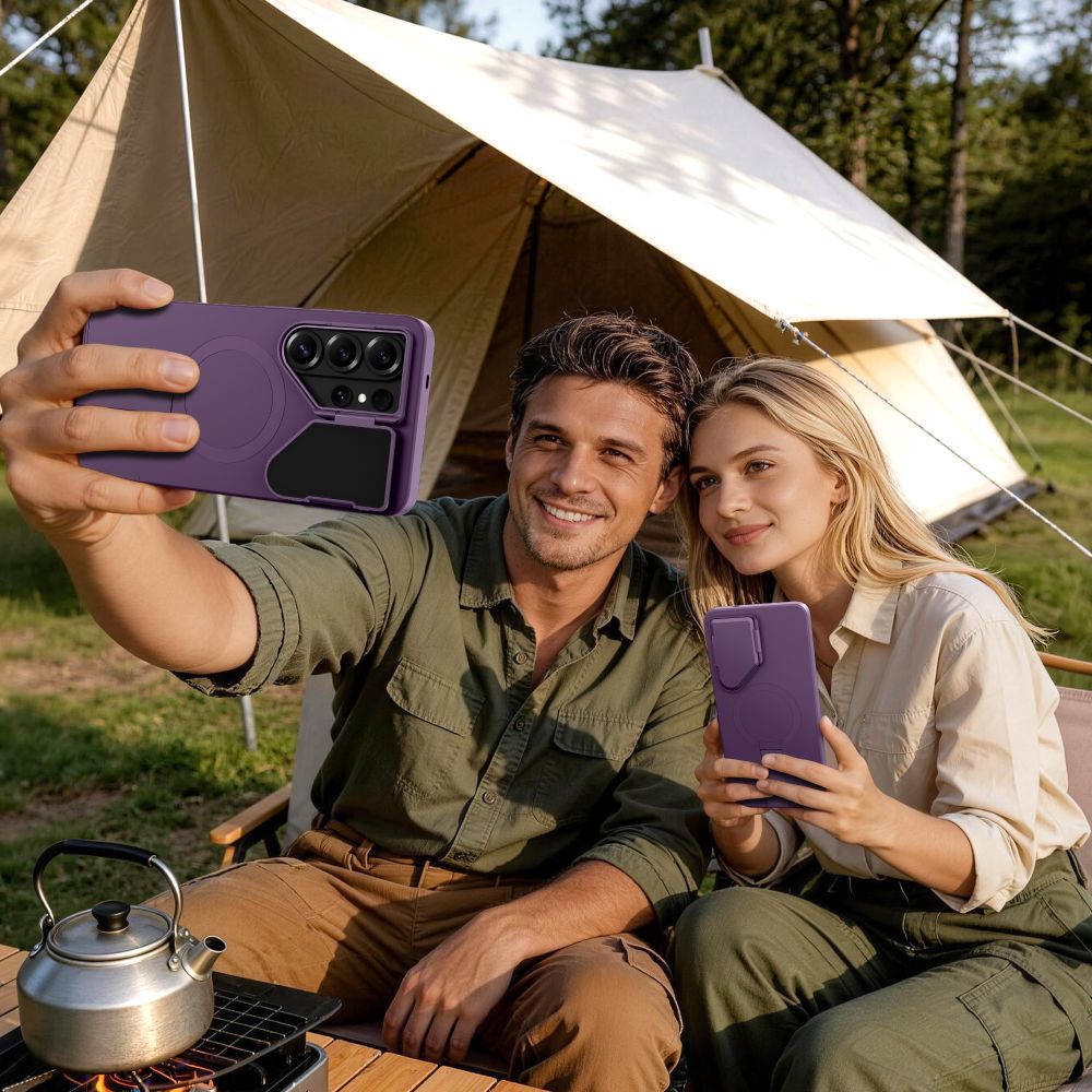 Handyhülle mit Kameraabdeckung für Galaxy S26 Ultra, Tech-Protect Kevlar Aura mit MagSafe, Violett