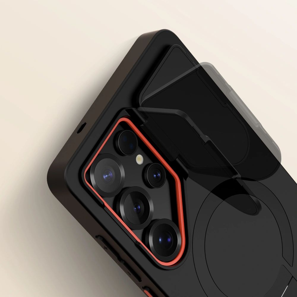 Handyhülle mit Kameraabdeckung für Galaxy S25 Ultra, Tech-Protect Kevlar Aura mit MagSafe, Schwarz