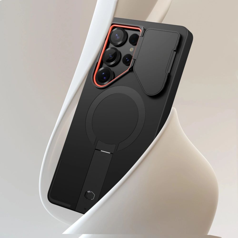 Handyhülle mit Kameraabdeckung für Galaxy S25 Ultra, Tech-Protect Kevlar Aura mit MagSafe, Schwarz