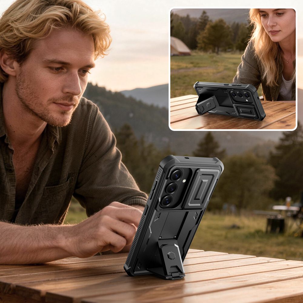 Handyhülle für Galaxy S26, Tech-Protect Kevlar Cam Plus 2-Set, Schwarz