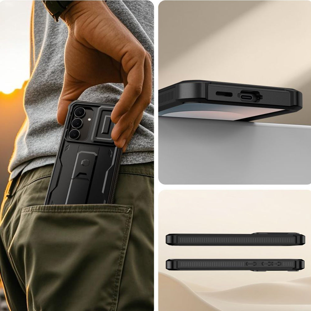 Handyhülle für Galaxy S25 FE, Tech-Protect Kevlar Cam Plus, Schwarz