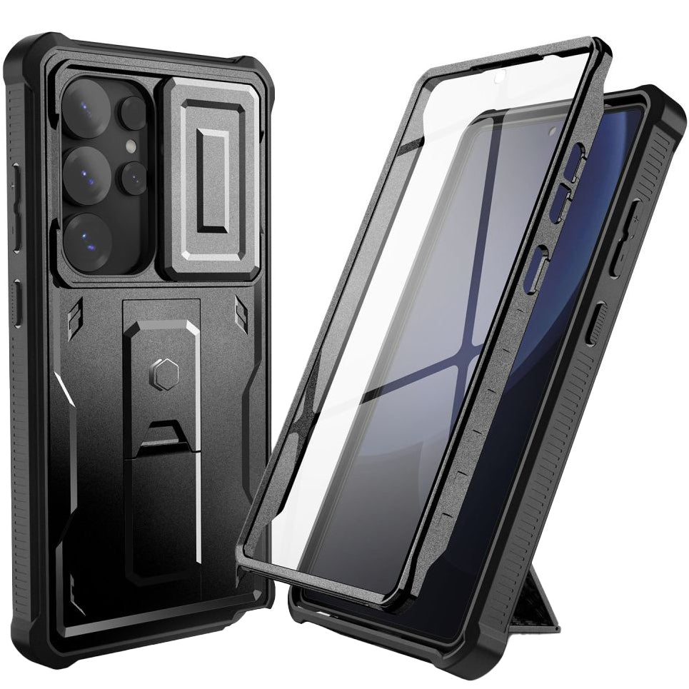 Handyhülle für Samsung Galaxy S25 Ultra, Tech-Protect Kevlar Cam Plus, Schwarz