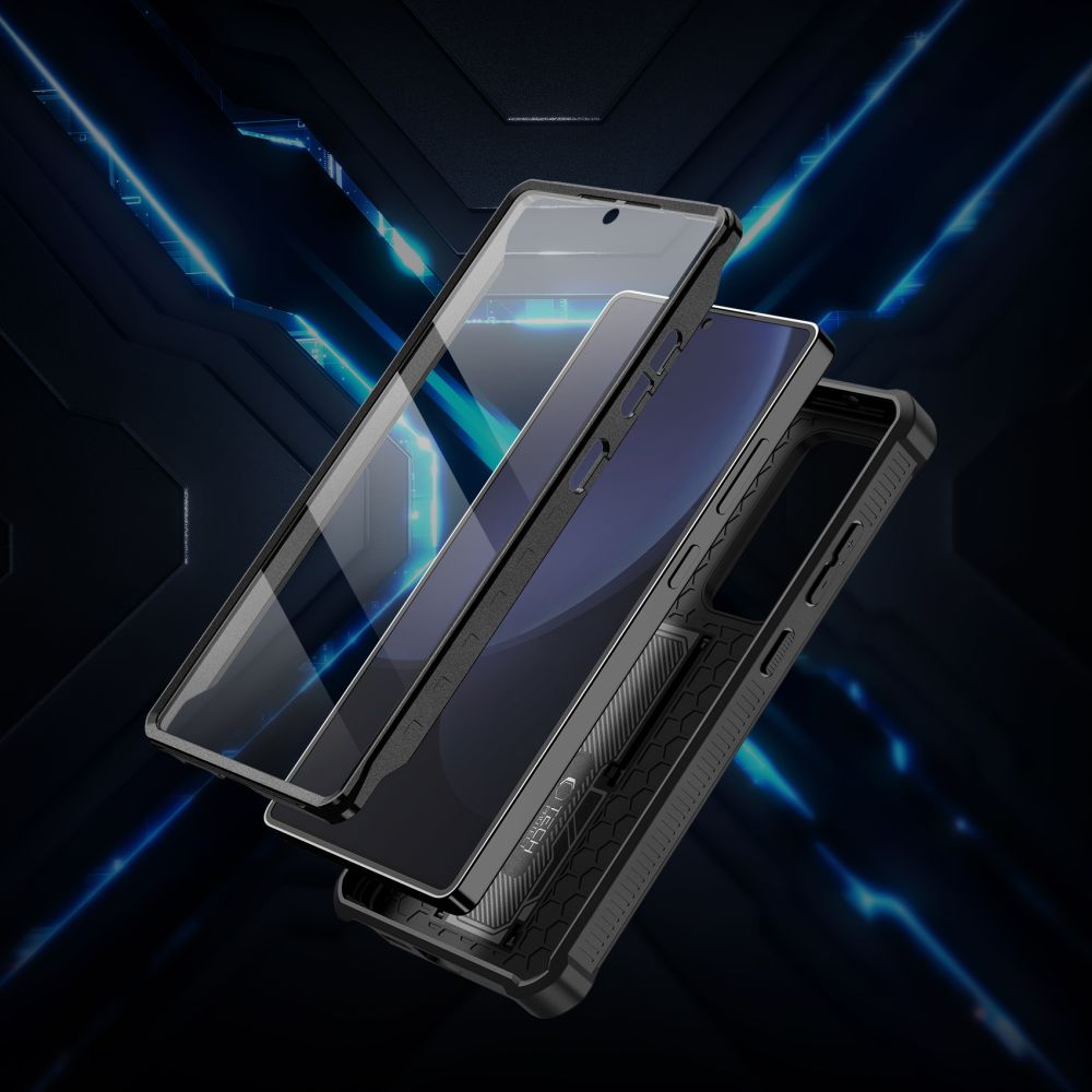Handyhülle für Samsung Galaxy S25 Ultra, Tech-Protect Kevlar Cam Plus, Schwarz