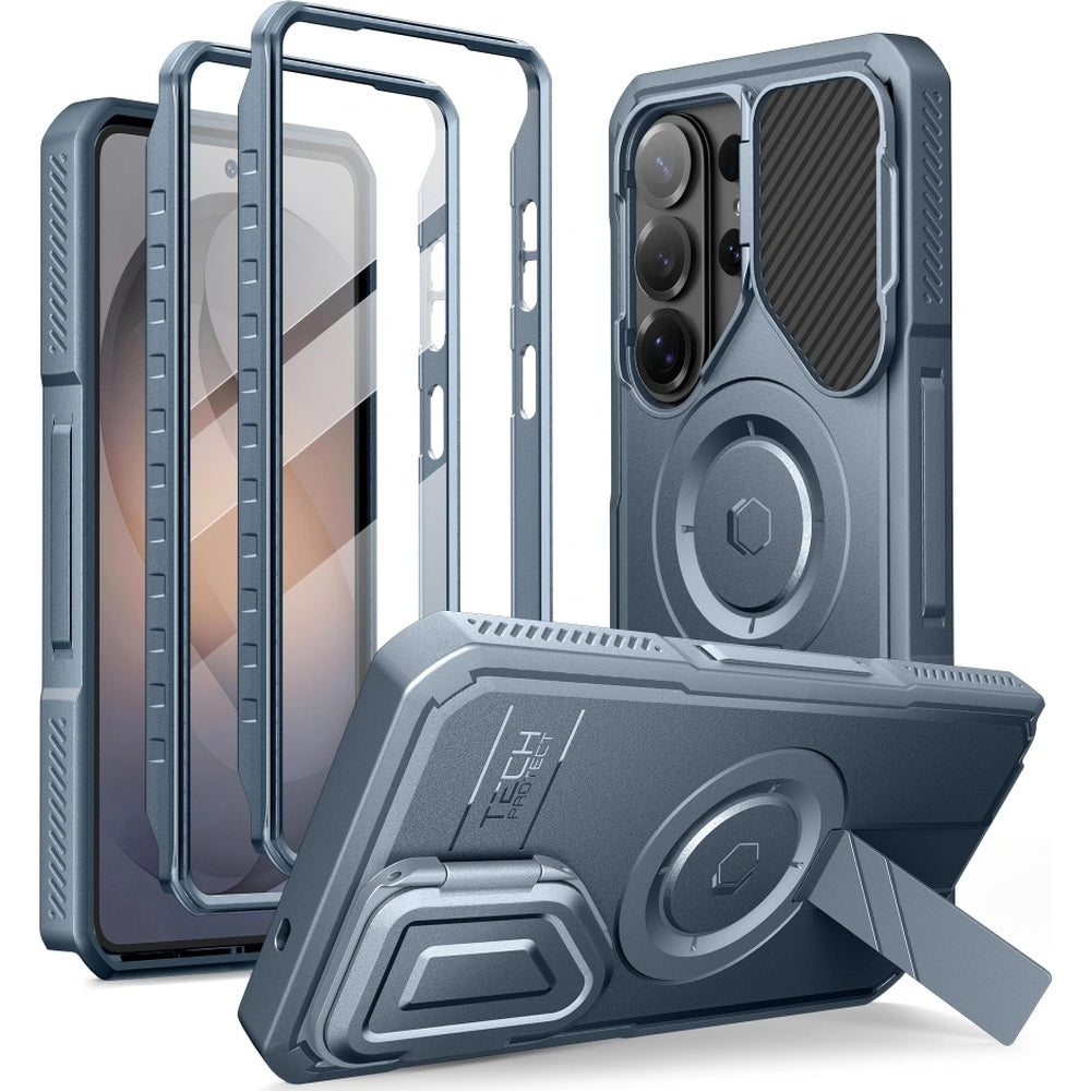Handyhülle mit Kameraschutz für Galaxy S26 Ultra, Tech-Protect Kevlar MagSafe, 2er-Set mit 2 Rahmen, Blau