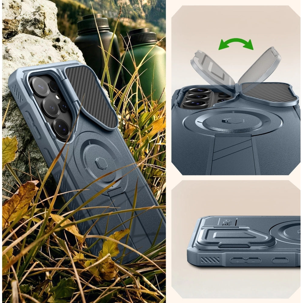 Handyhülle mit Kameraschutz für Galaxy S26 Ultra, Tech-Protect Kevlar MagSafe, 2er-Set mit 2 Rahmen, Blau