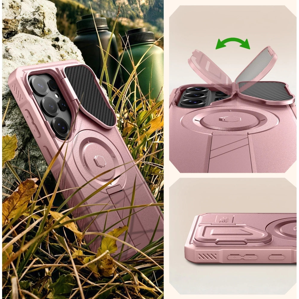Handyhülle mit Kameraschutz für Galaxy S26 Ultra, Tech-Protect Kevlar MagSafe, 2er-Set mit 2 Rahmen, Rosa