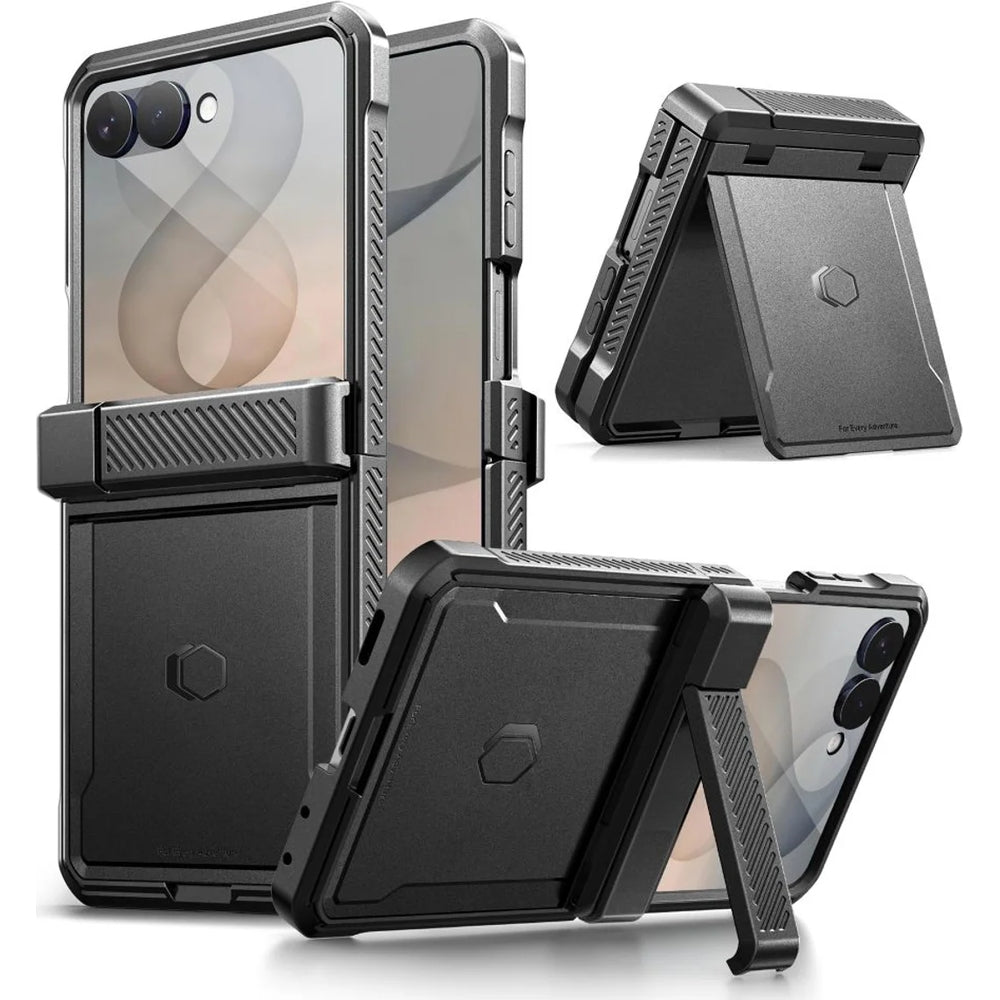 Handyhülle 360° für Galaxy Z Flip8, Tech- Protect Kevlar Pro, Schwarz (1/8)