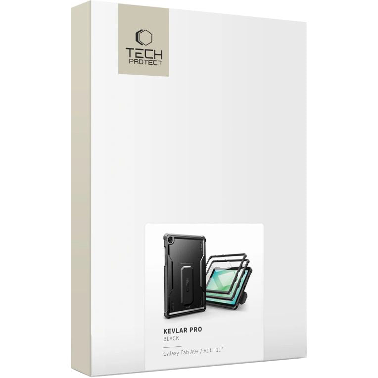 Schutzhülle mit Bildschirmschutz Tech-Protect Kevlar Pro für Galaxy Tab A11 Plus / A9 Plus, Schwarz