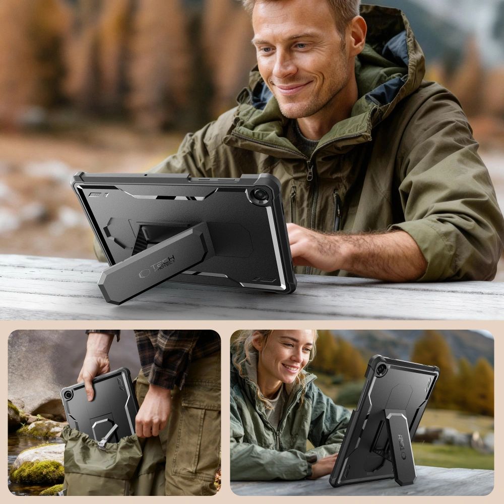 Schutzhülle mit Bildschirmschutz Tech-Protect Kevlar Pro für Galaxy Tab A11 Plus / A9 Plus, Schwarz