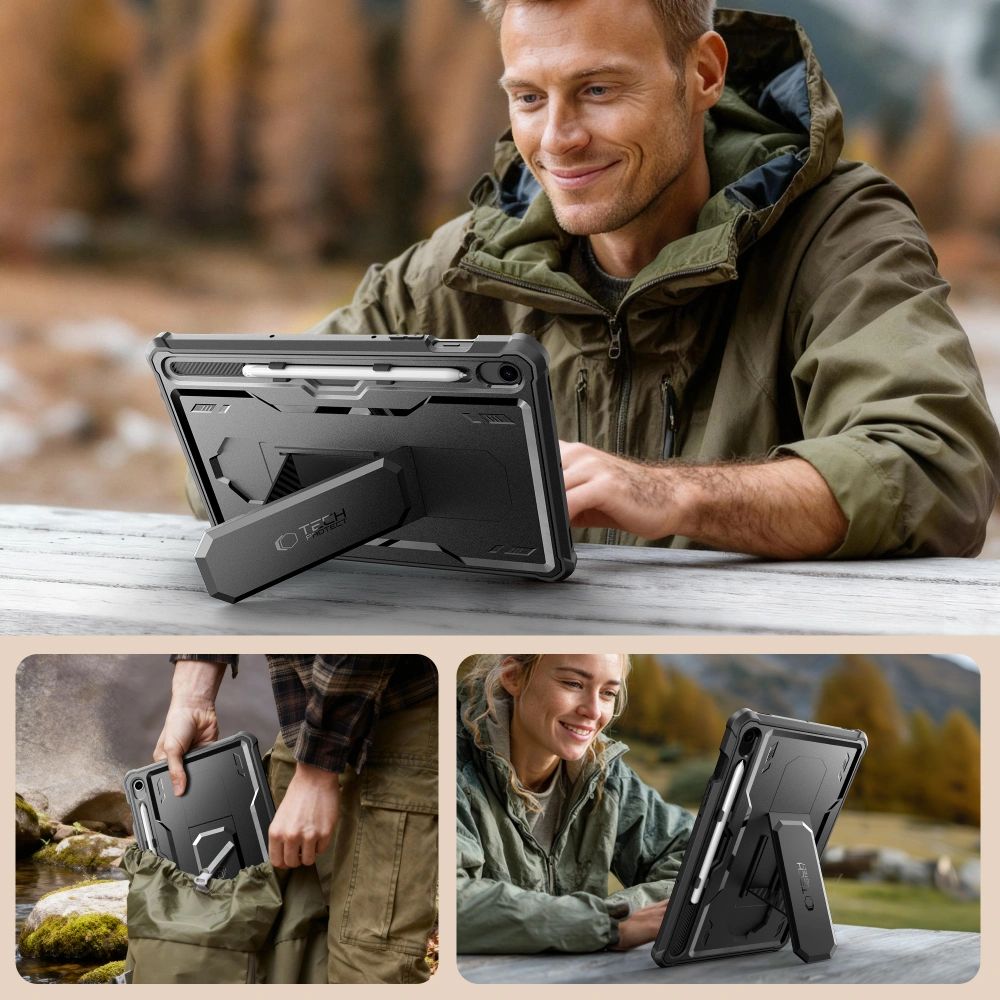 Schutzhülle mit Bildschirmschutz Tech-Protect Kevlar Pro für Galaxy Tab S10 FE / S10 Lite / S9, Schwarz