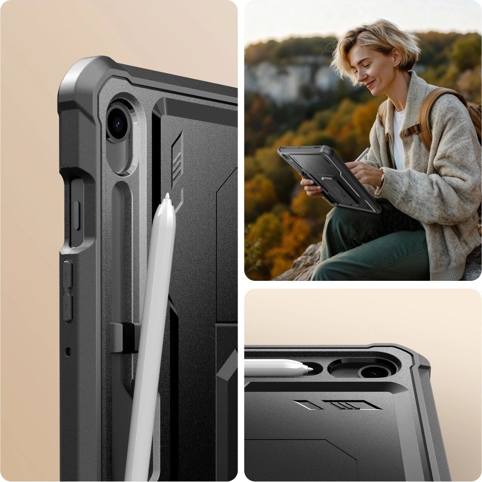 Schutzhülle mit Bildschirmschutz Tech-Protect Kevlar Pro für Galaxy Tab S10 FE / S10 Lite / S9, Schwarz